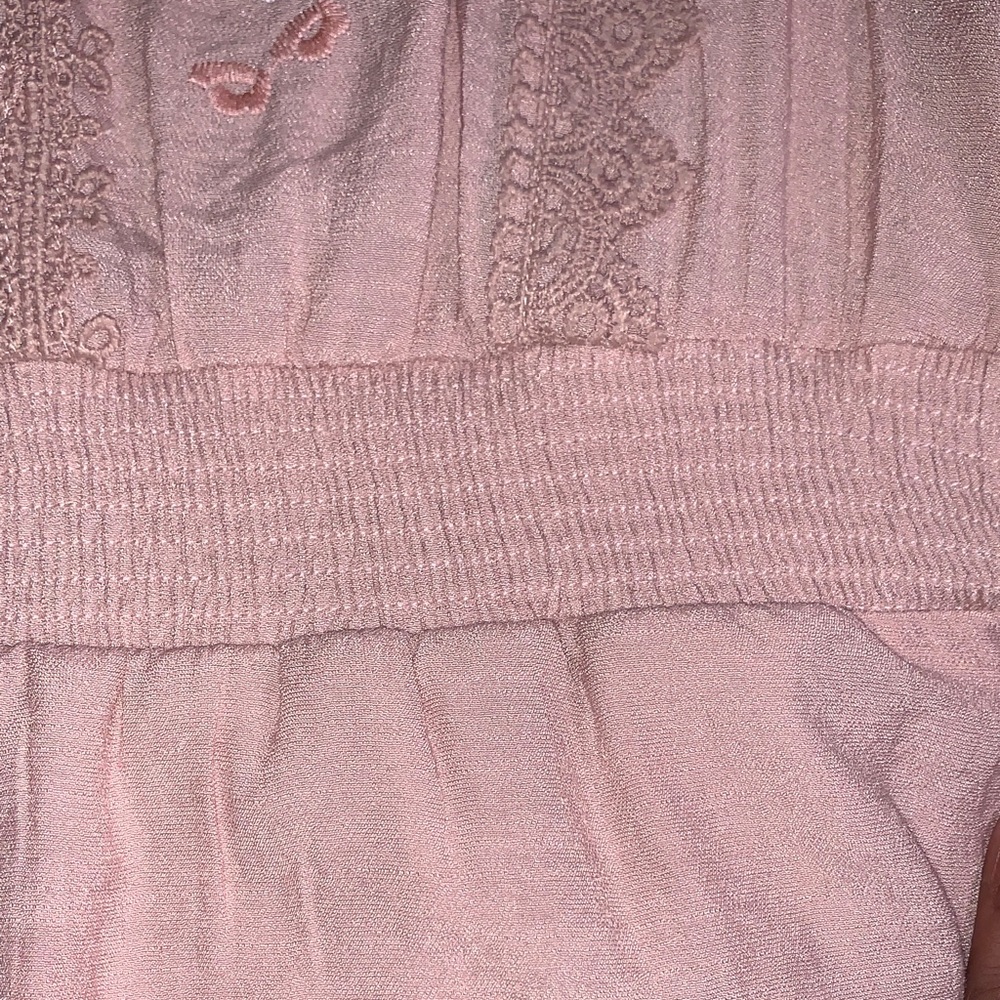 NWT Mine Womens Floral Rose Embroidered Dusty Pink Sz L Dress - Picture 4 of 10